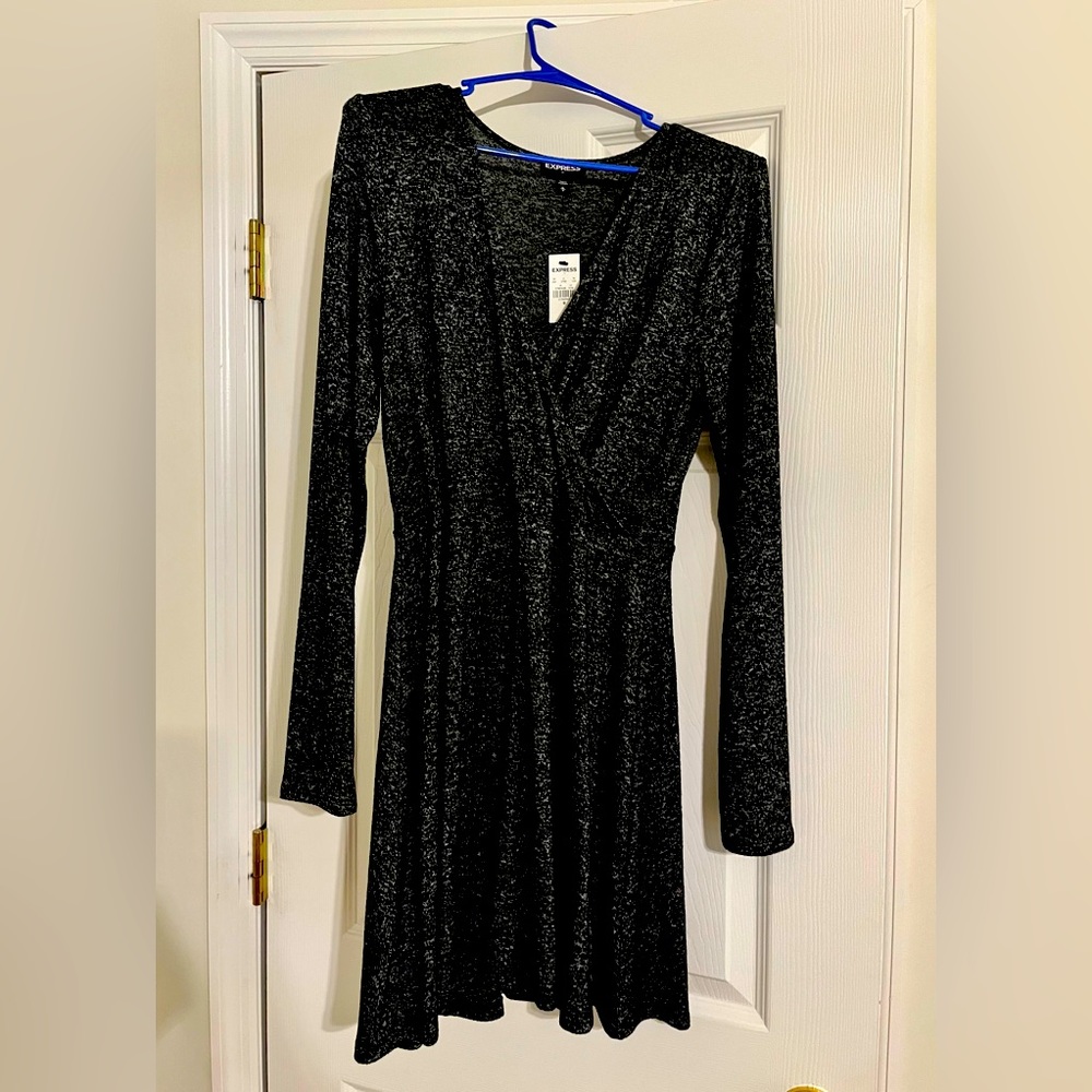 Express gray/black heathered wrap dress- NWT